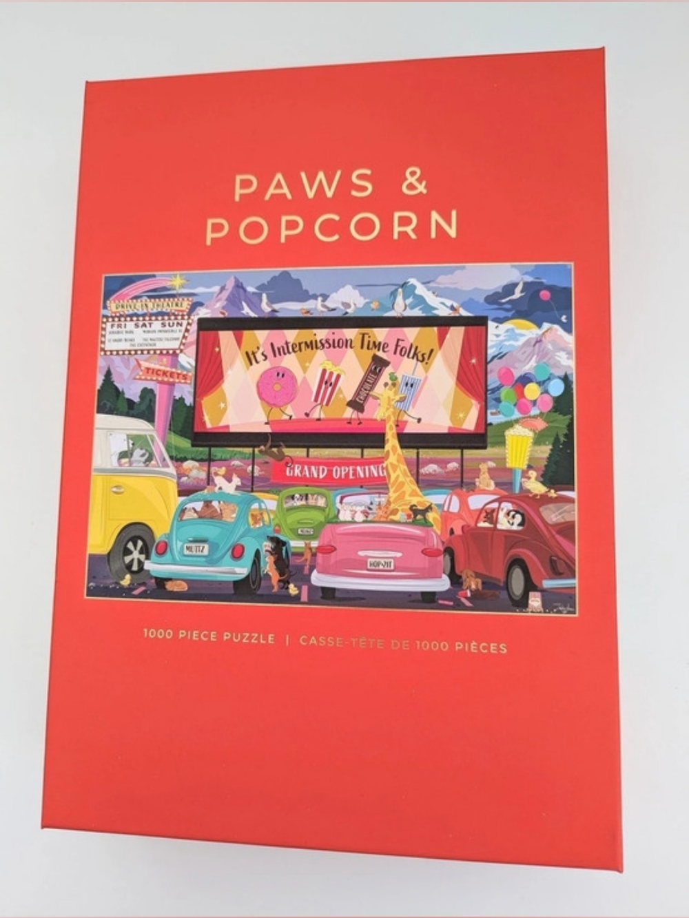 NEW IN BOX Hobbry "Paws & Popcorn" 1000-Piece Puzzle